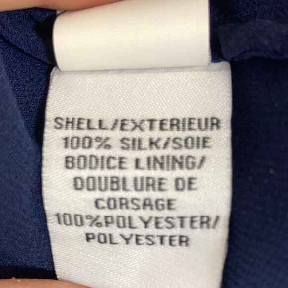 Diane von Furstenberg silk blouse Simonia Womens size 2 navy ruffled chiffon top - Picture 9 of 14